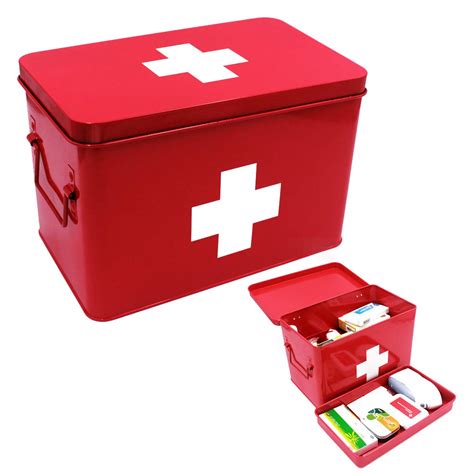 vintage swiss metal first aid box|Metal First Aid Box, Embossed Swiss Cross Design, Red Vintage .